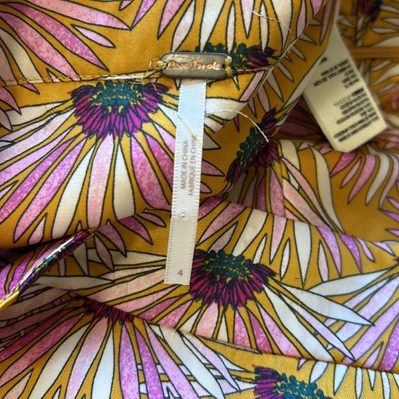 FREE PEOPLE Normani Bias Floral Printed Midi Skirt Drapey in Honey Size 4 NEW - Picture 13 of 15